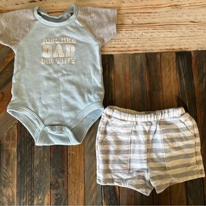 Just like Dad but Tiny onesie and shorts outfit